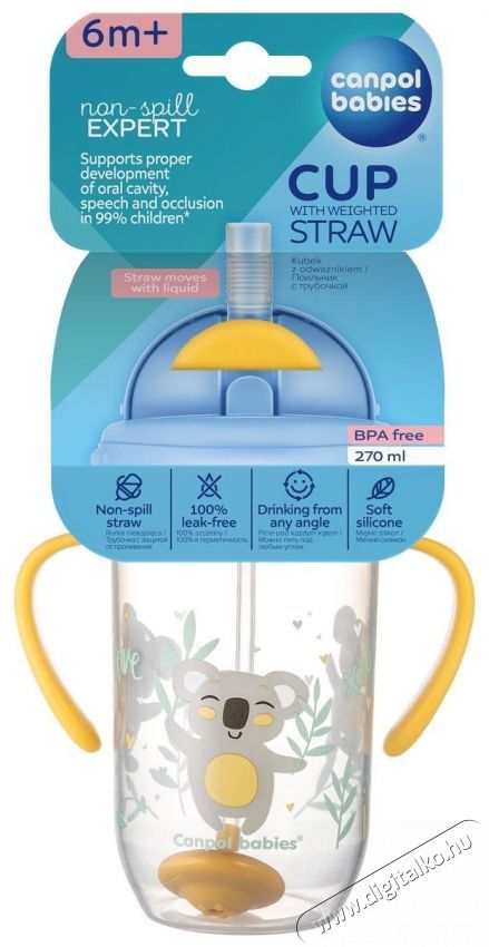 Canpol Babies csepeg&eacute;smentes iv&oacute;poh&aacute;r s&uacute;llyal ell&aacute;tott sz&iacute;v&oacute;sz&aacute;llal Exotic Animals 270 ml, s&aacute;rga Sz&eacute;ps&eacute;g&aacute;pol&aacute;s / Eg&eacute;szs&eacute;g - Baba mama term&eacute;k - Cumis&uuml;veg / cumi / etet&eacute;s kieg&eacute;sz&iacute;tő - 527104