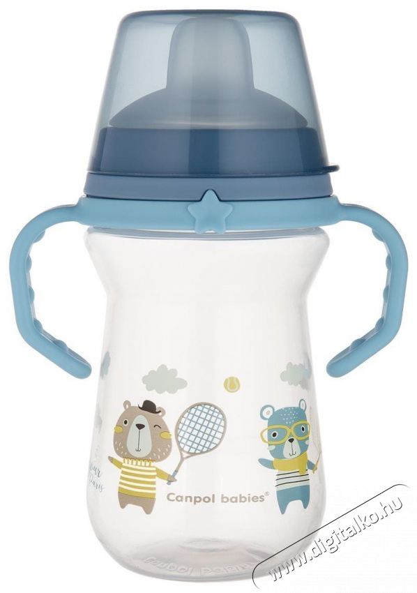 Canpol Babies FirstCup Bonjour Paris Poh&aacute;r szilikon itat&oacute;val 250 ml, k&eacute;k Sz&eacute;ps&eacute;g&aacute;pol&aacute;s / Eg&eacute;szs&eacute;g - Baba mama term&eacute;k - Cumis&uuml;veg / cumi / etet&eacute;s kieg&eacute;sz&iacute;tő - 527106