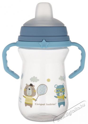Canpol Babies FirstCup Bonjour Paris Poh&aacute;r szilikon itat&oacute;val 250 ml, k&eacute;k Sz&eacute;ps&eacute;g&aacute;pol&aacute;s / Eg&eacute;szs&eacute;g - Baba mama term&eacute;k - Cumis&uuml;veg / cumi / etet&eacute;s kieg&eacute;sz&iacute;tő - 527106