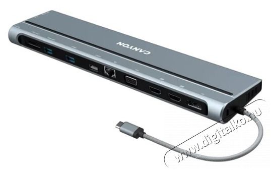 Canyon HUB 14-in-1, USB-C, 1xUSB3.0, 1xUSB2.0, 1xUSB-A 3.2, 1xUSB-C 3.2, 1xHDMI, VGA, Ethernet, Audio,sz&uuml;rke - CNS-HDS90 Iroda &eacute;s sz&aacute;m&iacute;t&aacute;stechnika - Notebook kieg&eacute;sz&iacute;tő - USB hub / eloszt&oacute; - 479684