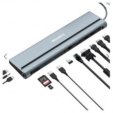 Canyon HUB 14-in-1, USB-C, 1xUSB3.0, 1xUSB2.0, 1xUSB-A 3.2, 1xUSB-C 3.2, 1xHDMI, VGA, Ethernet, Audio,sz&uuml;rke - CNS-HDS90 Iroda &eacute;s sz&aacute;m&iacute;t&aacute;stechnika - Notebook kieg&eacute;sz&iacute;tő - USB hub / eloszt&oacute; - 479684