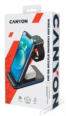 Canyon WS-304 3-in-1 15W univerz&aacute;lis vezet&eacute;k n&eacute;lk&uuml;li t&ouml;ltő adapter fekete (Qi) Akkuk &eacute;s t&ouml;ltők - Li-ion akkumul&aacute;tor &eacute;s t&ouml;ltő (gy&aacute;ri) - T&ouml;ltő / h&aacute;l&oacute;zati adapter - 500216