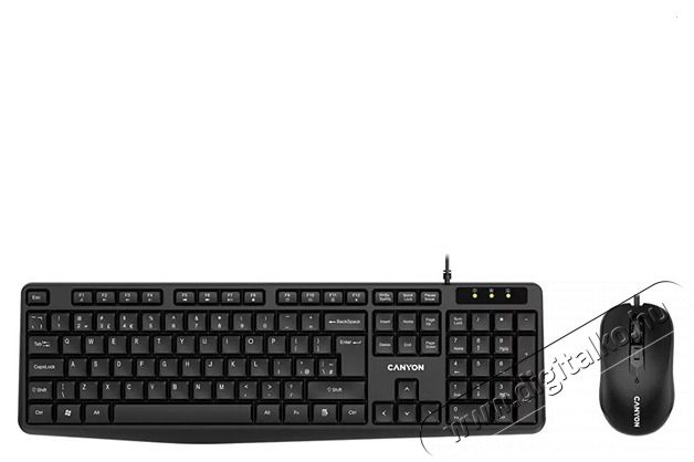 Canyon SET-1 EN/HU fekete vezet&eacute;kes billentyűzet &eacute;s eg&eacute;r Mobil / Kommunik&aacute;ci&oacute; / Smart - Tablet / E-book kieg&eacute;sz&iacute;tő, tok - Billentyűzet - 507677