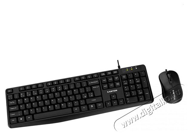 Canyon SET-1 EN/HU fekete vezet&eacute;kes billentyűzet &eacute;s eg&eacute;r Mobil / Kommunik&aacute;ci&oacute; / Smart - Tablet / E-book kieg&eacute;sz&iacute;tő, tok - Billentyűzet - 507677