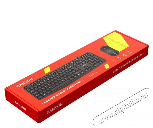Canyon SET-1 EN/HU fekete vezet&eacute;kes billentyűzet &eacute;s eg&eacute;r Mobil / Kommunik&aacute;ci&oacute; / Smart - Tablet / E-book kieg&eacute;sz&iacute;tő, tok - Billentyűzet - 507677