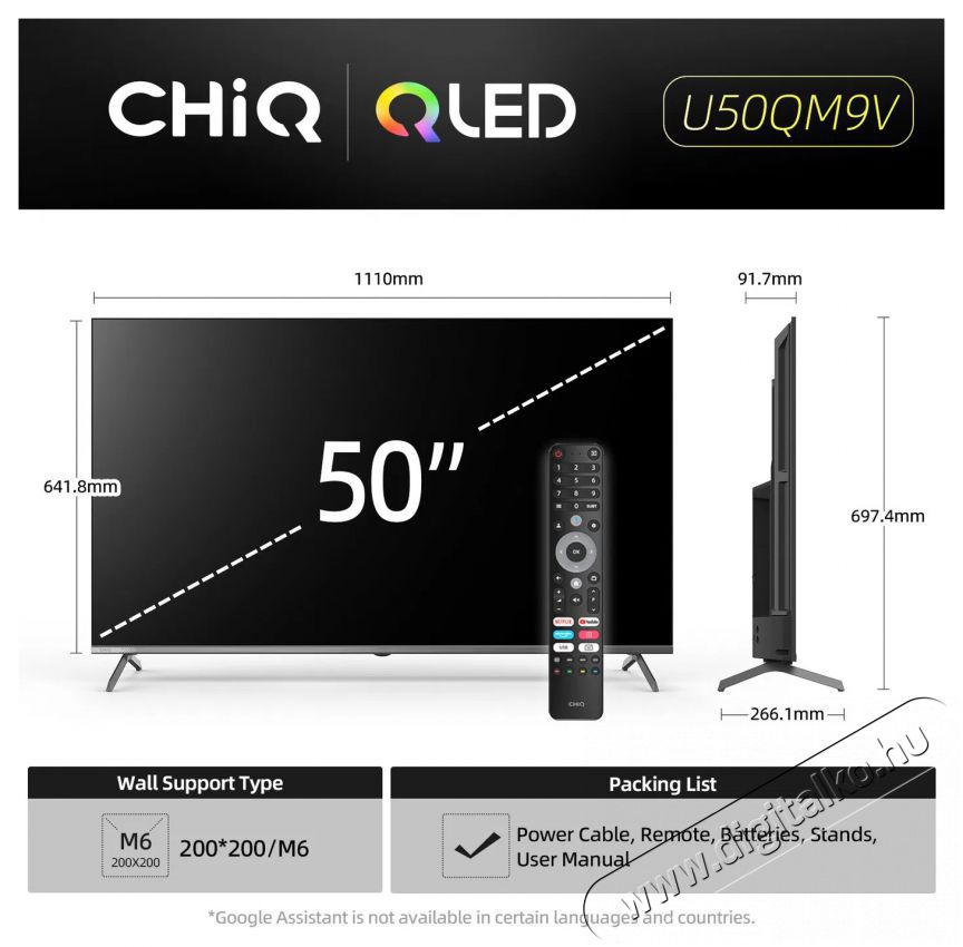 CHiQ U50QM9V Telev&iacute;zi&oacute;k - LED telev&iacute;zi&oacute; - UHD 4K felbont&aacute;s&uacute; - 505803