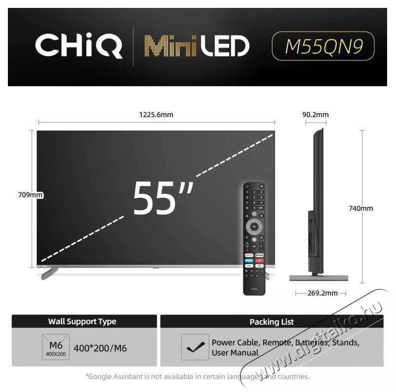CHiQ M55QN9G Telev&iacute;zi&oacute;k - LED telev&iacute;zi&oacute; - UHD 4K felbont&aacute;s&uacute; - 511864
