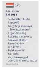 Clatronic SM 3081 botmixer Konyhai term&eacute;kek - Konyhai kisg&eacute;p (elők&eacute;sz&iacute;t&eacute;s / feldolgoz&aacute;s) - Botmixer - 347926