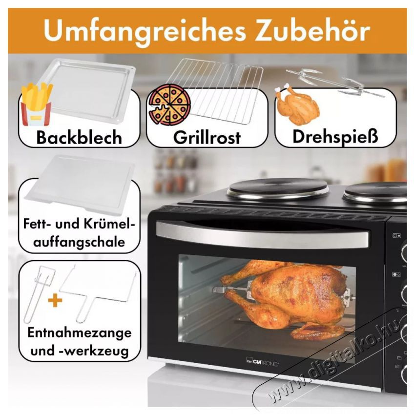 Clatronic KK 3786 mini konyha Konyhai term&eacute;kek - S&uuml;tő-főzőlap, tűzhely (szabadon&aacute;ll&oacute;) - Mini s&uuml;tő / mini grill / mini konyha - 493449