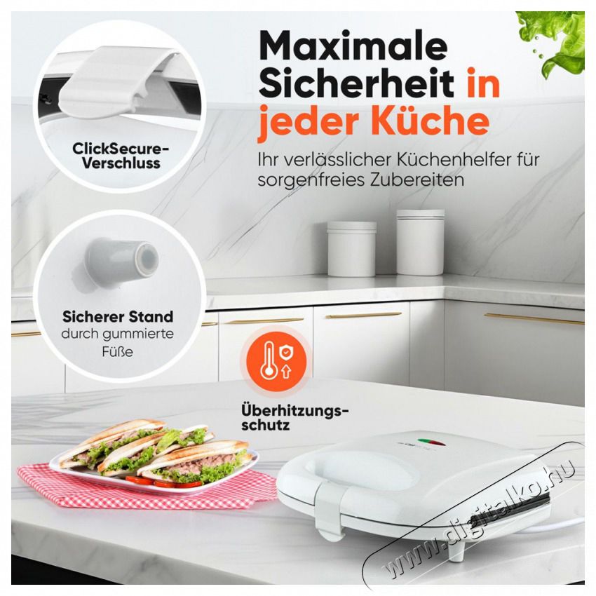 Clatronic ST 3813 feh&eacute;r szendvicss&uuml;tő Konyhai term&eacute;kek - Konyhai kisg&eacute;p (s&uuml;t&eacute;s / főz&eacute;s / hűt&eacute;s / &eacute;telk&eacute;sz&iacute;t&eacute;s) - Melegszendvics / gofri s&uuml;tő - 510346