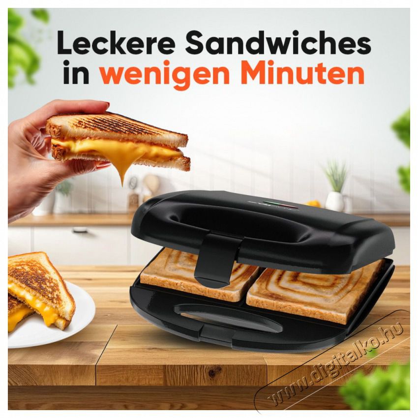 Clatronic ST 3814 fekete szendvicss&uuml;tő Konyhai term&eacute;kek - Konyhai kisg&eacute;p (s&uuml;t&eacute;s / főz&eacute;s / hűt&eacute;s / &eacute;telk&eacute;sz&iacute;t&eacute;s) - Melegszendvics / gofri s&uuml;tő - 510345