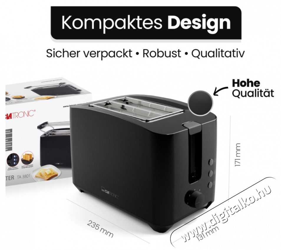 Clatronic TA 3801 fekete keny&eacute;rpir&iacute;t&oacute; Konyhai term&eacute;kek - Konyhai kisg&eacute;p (s&uuml;t&eacute;s / főz&eacute;s / hűt&eacute;s / &eacute;telk&eacute;sz&iacute;t&eacute;s) - Keny&eacute;rpir&iacute;t&oacute; - 510343