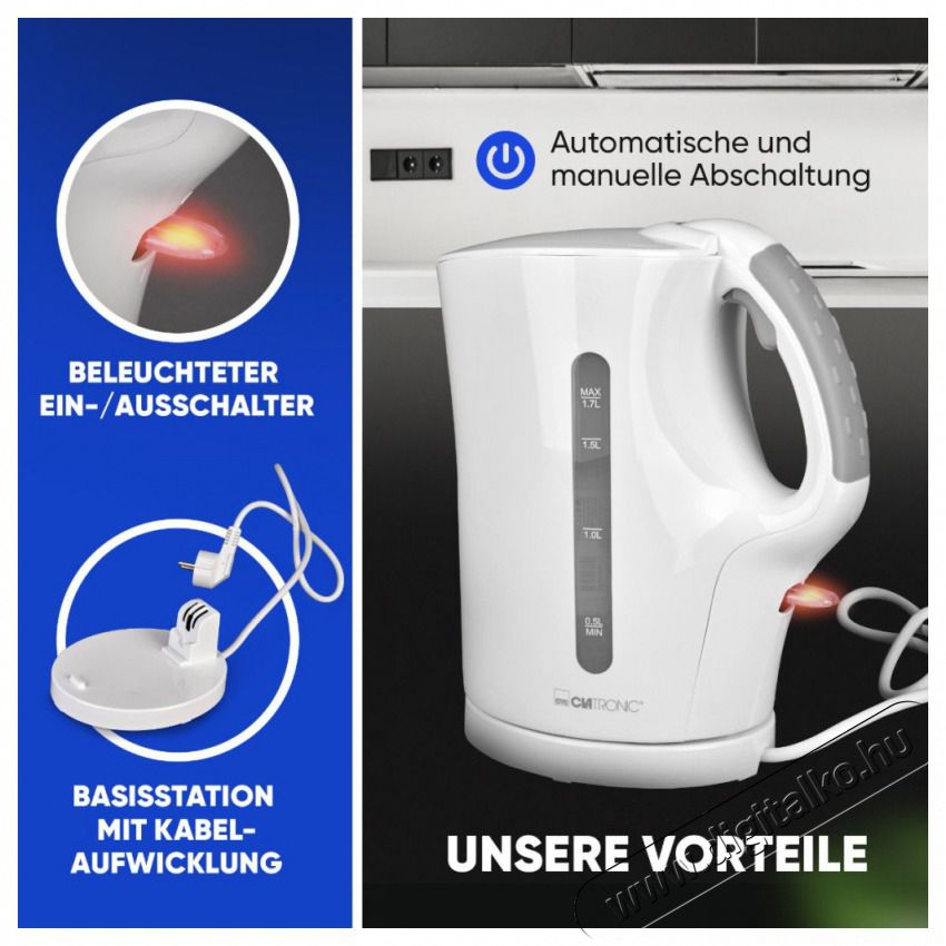 Clatronic WK 3819 feh&eacute;r v&iacute;zforral&oacute; Konyhai term&eacute;kek - V&iacute;zforral&oacute; / teafőző - 513300