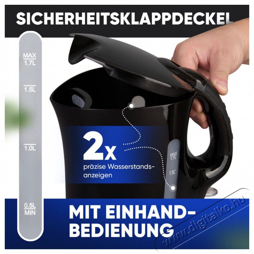 Clatronic WK 3819 fekete v&iacute;zforral&oacute; Konyhai term&eacute;kek - V&iacute;zforral&oacute; / teafőző - 513299