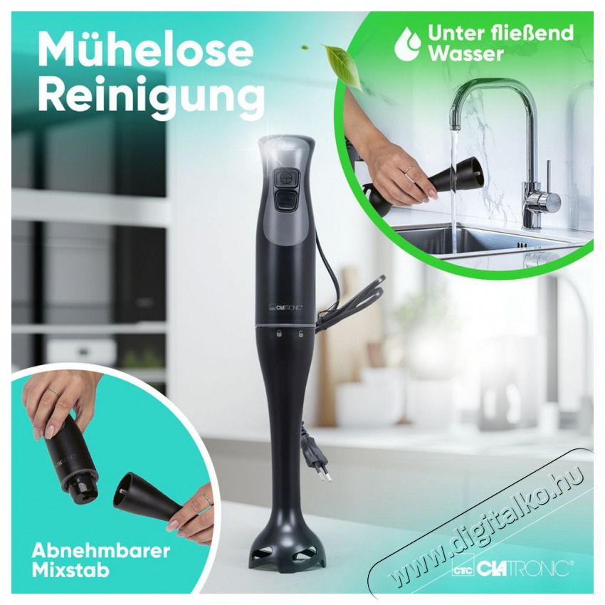 Clatronic SM 3824 fekete botmixer Konyhai term&eacute;kek - Konyhai kisg&eacute;p (elők&eacute;sz&iacute;t&eacute;s / feldolgoz&aacute;s) - Botmixer - 529149