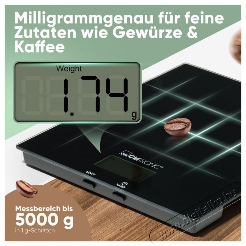 Clatronic KW 3820 fekete &uuml;veg konyhai m&eacute;rleg Konyhai term&eacute;kek - Konyhai m&eacute;rleg - 531156