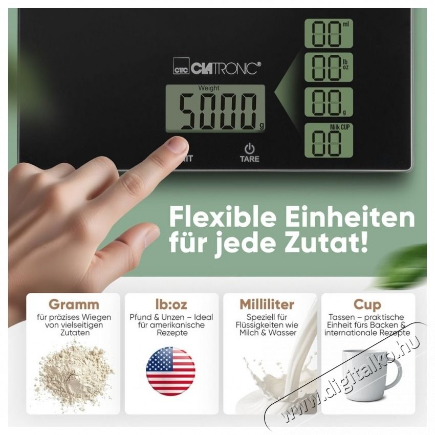 Clatronic KW 3820 fekete &uuml;veg konyhai m&eacute;rleg Konyhai term&eacute;kek - Konyhai m&eacute;rleg - 531156