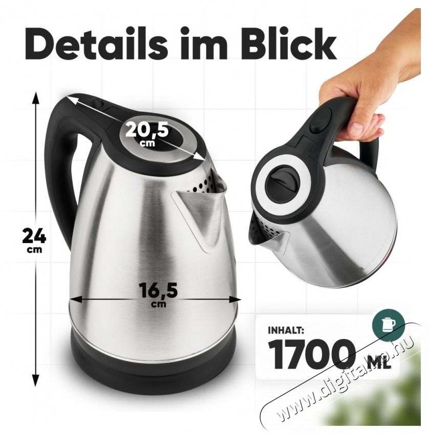 Clatronic WKS 3830 v&iacute;zforral&oacute; rozsdamentes ac&eacute;l Konyhai term&eacute;kek - V&iacute;zforral&oacute; / teafőző - 531148