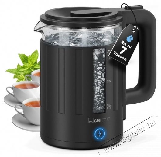 Clatronic WK 3837 G fekete v&iacute;zforral&oacute; Konyhai term&eacute;kek - V&iacute;zforral&oacute; / teafőző - 537633