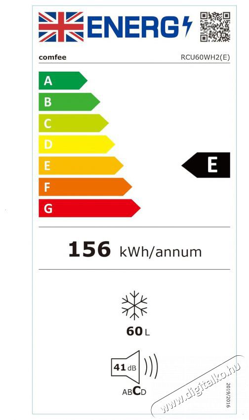 COMFEE RCU60WH2(E) fagyaszt&oacute;szekr&eacute;ny Konyhai term&eacute;kek - Hűtő, fagyaszt&oacute; (szabadon&aacute;ll&oacute;) - Fagyaszt&oacute;szekr&eacute;ny - 502696