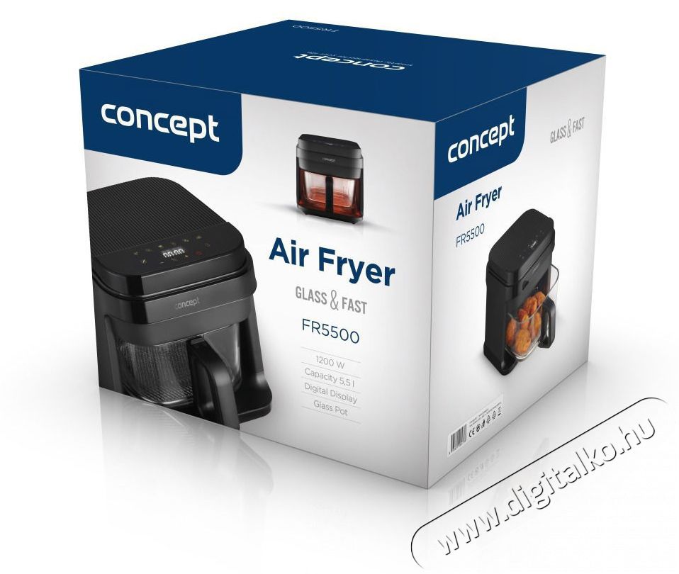 Concept Concept FR5500 GLASS & FAST 5,5 l Konyhai term&eacute;kek - Konyhai kisg&eacute;p (s&uuml;t&eacute;s / főz&eacute;s / hűt&eacute;s / &eacute;telk&eacute;sz&iacute;t&eacute;s) - L&eacute;gkever&eacute;ses főzőg&eacute;p / elektromos kukta / multifunkci&oacute;s s&uuml;tő - 523342