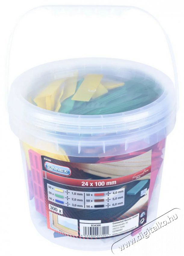 CONNEX PP mounting wedges, 300 pcs, 6 sizes 1-6 mm szerelők&eacute;szlet H&aacute;ztart&aacute;s / Otthon / K&uuml;lt&eacute;r - Szersz&aacute;m - Kieg&eacute;sz&iacute;tő, tartoz&eacute;k - 523355