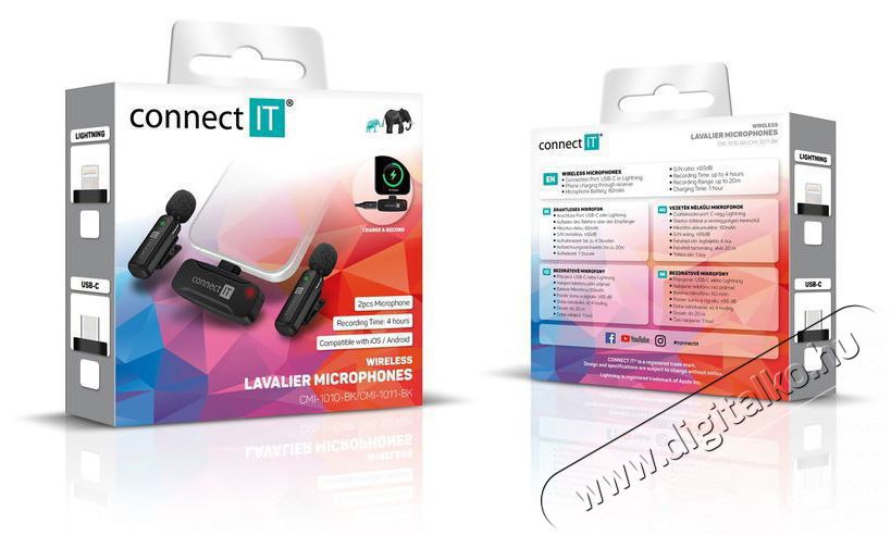  Wireless Lavalier Lightning (2 db + receiver) k&eacute;szlet Fot&oacute;-Vide&oacute; kieg&eacute;sz&iacute;tők - Mikrofon - Cs&iacute;ptetős, fej &eacute;s kitűző mikrofon - 524570