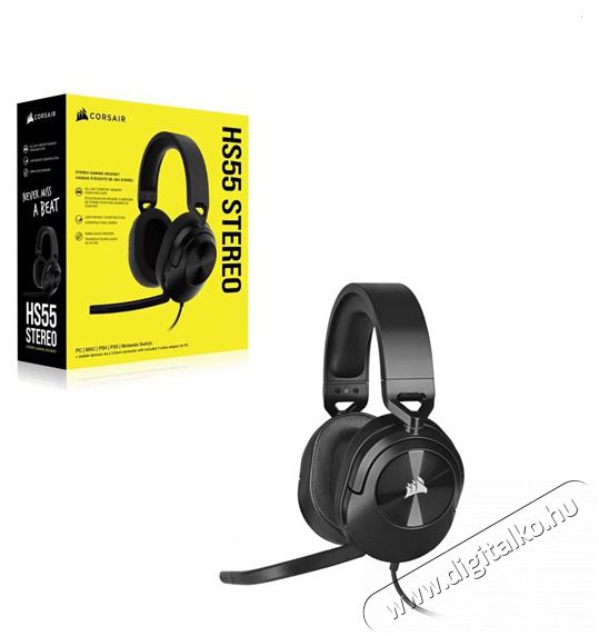 Corsair HS55 Stereo fekete gamer headset Audio-Video / Hifi / Multim&eacute;dia - F&uuml;l &eacute;s Fejhallgat&oacute;k - Fejhallgat&oacute; mikrofonnal / headset - 477630