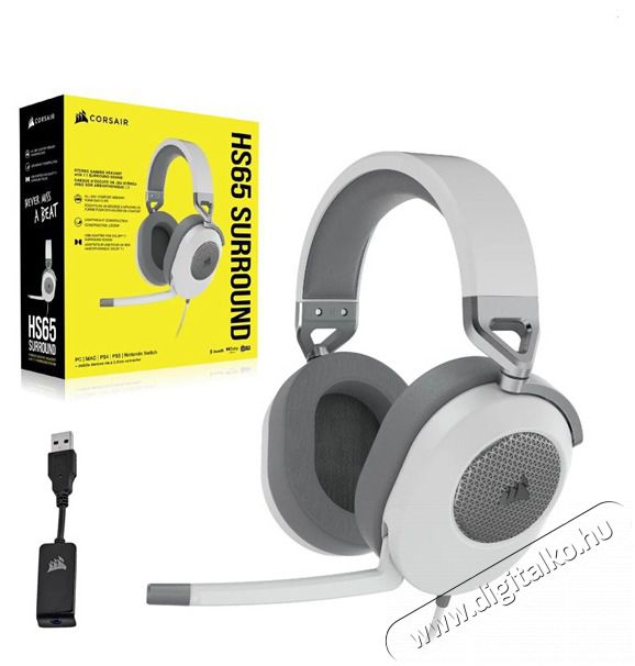 Corsair HS65 Surround feh&eacute;r gamer headset Audio-Video / Hifi / Multim&eacute;dia - F&uuml;l &eacute;s Fejhallgat&oacute;k - Fejhallgat&oacute; mikrofonnal / headset - 477639