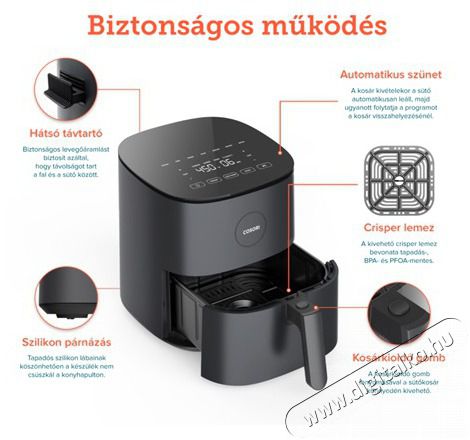 Cosori CAF-L501-KEU FORR&Oacute;LEVEGŐS S&Uuml;TŐ Konyhai term&eacute;kek - Konyhai kisg&eacute;p (s&uuml;t&eacute;s / főz&eacute;s / hűt&eacute;s / &eacute;telk&eacute;sz&iacute;t&eacute;s) - L&eacute;gkever&eacute;ses főzőg&eacute;p / elektromos kukta / multifunkci&oacute;s s&uuml;tő - 470605