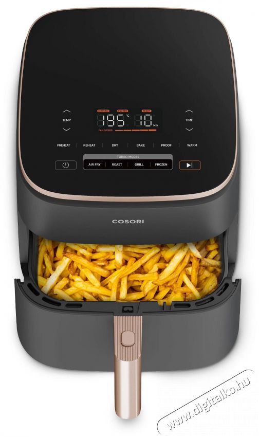Cosori CAF-DC602-KEUR Turbo Blaze Air Fryer, 1725W, fekete Konyhai term&eacute;kek - Konyhai kisg&eacute;p (s&uuml;t&eacute;s / főz&eacute;s / hűt&eacute;s / &eacute;telk&eacute;sz&iacute;t&eacute;s) - L&eacute;gkever&eacute;ses főzőg&eacute;p / elektromos kukta / multifunkci&oacute;s s&uuml;tő - 495266