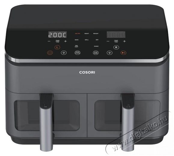 Cosori CAF-R901-AEU Dual Basket Forr&oacute;levegős S&uuml;tő, fekete Konyhai term&eacute;kek - Konyhai kisg&eacute;p (s&uuml;t&eacute;s / főz&eacute;s / hűt&eacute;s / &eacute;telk&eacute;sz&iacute;t&eacute;s) - L&eacute;gkever&eacute;ses főzőg&eacute;p / elektromos kukta / multifunkci&oacute;s s&uuml;tő - 500759