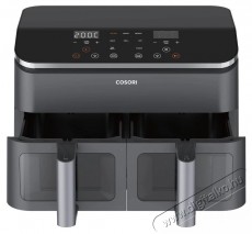 Cosori CAF-R901-AEU Dual Basket Forr&oacute;levegős S&uuml;tő, fekete Konyhai term&eacute;kek - Konyhai kisg&eacute;p (s&uuml;t&eacute;s / főz&eacute;s / hűt&eacute;s / &eacute;telk&eacute;sz&iacute;t&eacute;s) - L&eacute;gkever&eacute;ses főzőg&eacute;p / elektromos kukta / multifunkci&oacute;s s&uuml;tő - 500759
