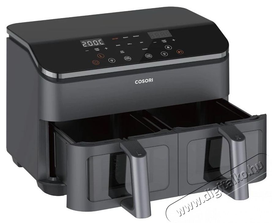 Cosori CAF-R901-AEU Dual Basket Forr&oacute;levegős S&uuml;tő, fekete Konyhai term&eacute;kek - Konyhai kisg&eacute;p (s&uuml;t&eacute;s / főz&eacute;s / hűt&eacute;s / &eacute;telk&eacute;sz&iacute;t&eacute;s) - L&eacute;gkever&eacute;ses főzőg&eacute;p / elektromos kukta / multifunkci&oacute;s s&uuml;tő - 500759