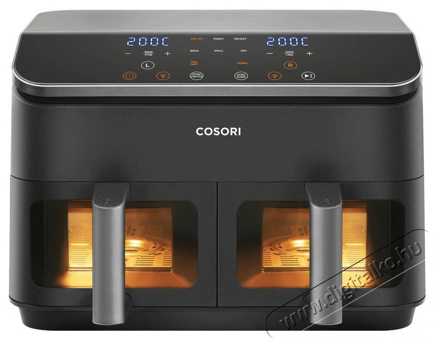 Cosori CAF-R901-AEU Dual Basket Forr&oacute;levegős S&uuml;tő, fekete Konyhai term&eacute;kek - Konyhai kisg&eacute;p (s&uuml;t&eacute;s / főz&eacute;s / hűt&eacute;s / &eacute;telk&eacute;sz&iacute;t&eacute;s) - L&eacute;gkever&eacute;ses főzőg&eacute;p / elektromos kukta / multifunkci&oacute;s s&uuml;tő - 500759