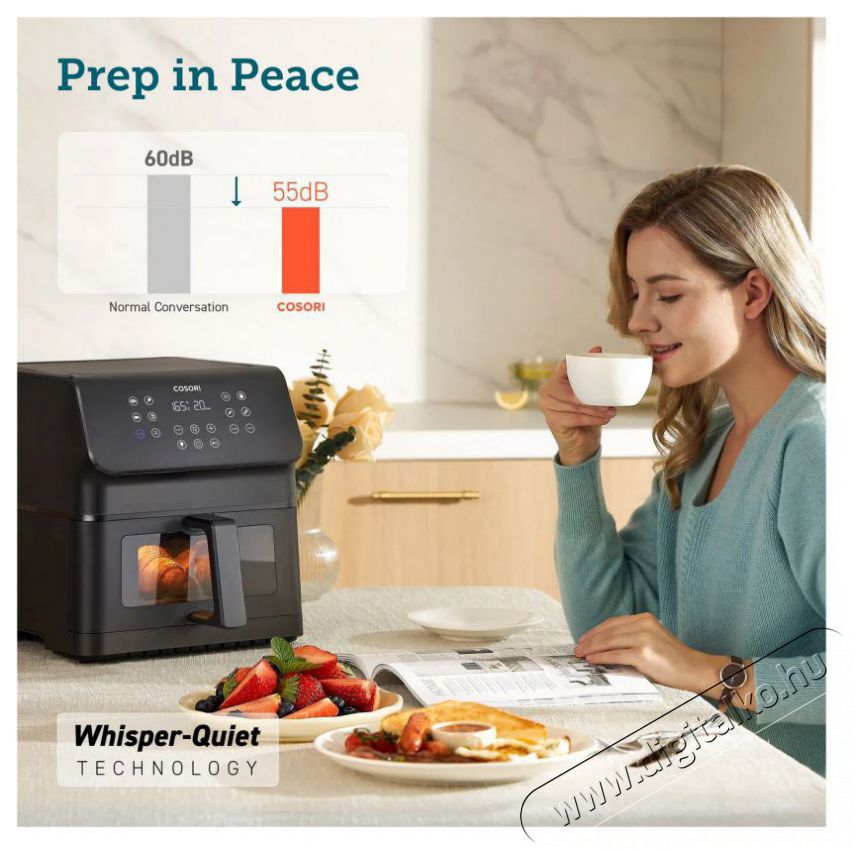 Cosori P653 Premium II Plus Chef Edition Konyhai term&eacute;kek - Konyhai kisg&eacute;p (s&uuml;t&eacute;s / főz&eacute;s / hűt&eacute;s / &eacute;telk&eacute;sz&iacute;t&eacute;s) - L&eacute;gkever&eacute;ses főzőg&eacute;p / elektromos kukta / multifunkci&oacute;s s&uuml;tő - 523367