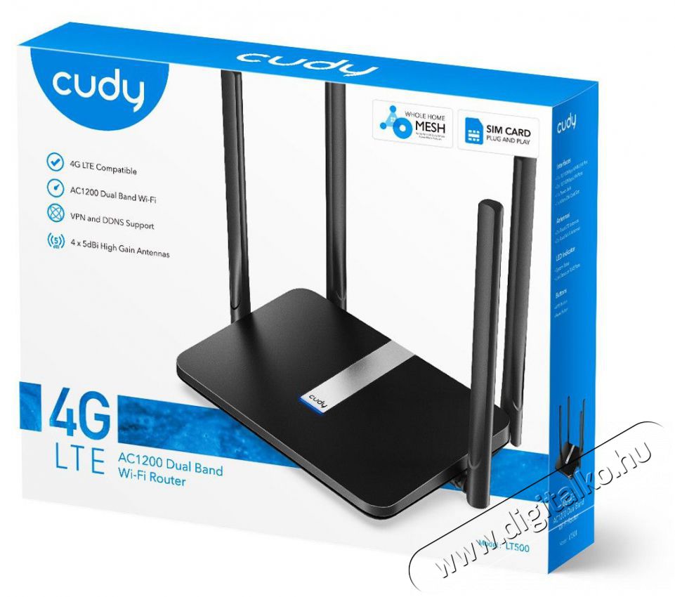 CUDY 3G/4G Modem + Wireless Router Dual Band, AC1200 1xWAN(100Mbps) + 3xLAN(100Mbps), 1xMicroSIM, LT500 Iroda &eacute;s sz&aacute;m&iacute;t&aacute;stechnika - H&aacute;l&oacute;zat - Router - 490435