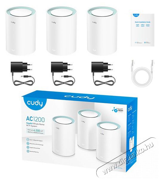 CUDY M1300(3-Pack) k&eacute;ts&aacute;vos AC1200 WIFI MESH feh&eacute;r gigabit router (3db-os szett) Iroda &eacute;s sz&aacute;m&iacute;t&aacute;stechnika - H&aacute;l&oacute;zat - Router - 500339