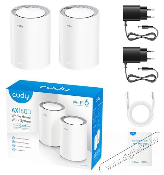 CUDY M1800(2-Pack) AX1800 WIFI 6 MESH feh&eacute;r router (2db-os szett) Iroda &eacute;s sz&aacute;m&iacute;t&aacute;stechnika - H&aacute;l&oacute;zat - Router - 500340
