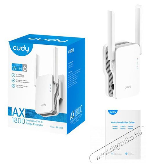 CUDY RE1800 k&eacute;ts&aacute;vos AX1800 WIFI 6 MESH feh&eacute;r extender/access point Iroda &eacute;s sz&aacute;m&iacute;t&aacute;stechnika - H&aacute;l&oacute;zat - Lefedetts&eacute;gn&ouml;velő / jeltov&aacute;bb&iacute;t&oacute; - 500342