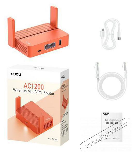 CUDY TR1200 k&eacute;ts&aacute;vos AC1200 WiFi VPN Mesh mini hordozhat&oacute;/utaz&oacute; Router Iroda &eacute;s sz&aacute;m&iacute;t&aacute;stechnika - H&aacute;l&oacute;zat - Router - 514649
