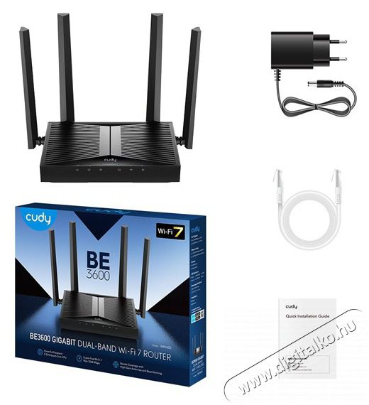 CUDY WR3600 k&eacute;ts&aacute;vos BE3600 Gigabit WIFI 7 fekete Router Iroda &eacute;s sz&aacute;m&iacute;t&aacute;stechnika - H&aacute;l&oacute;zat - Router - 516059