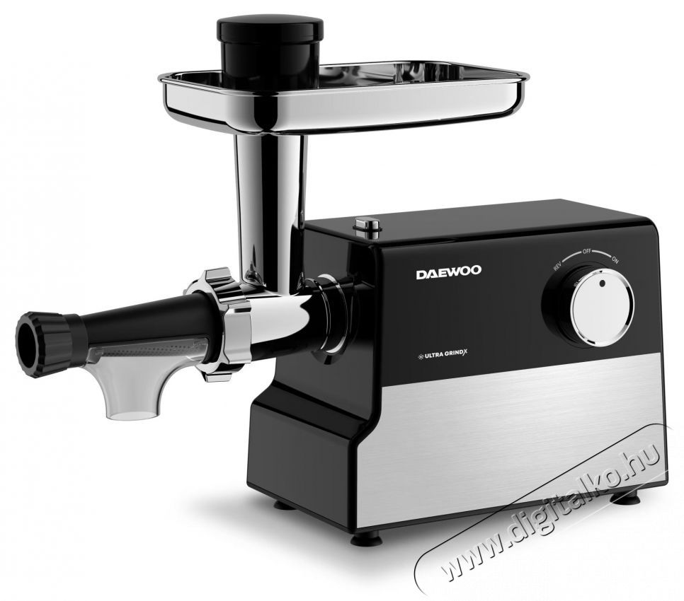 Daewoo DMG2000DC h&uacute;sdar&aacute;l&oacute;, 2000 W, 2,5 kg/perc, 3 v&aacute;g&oacute;t&aacute;rcsa, paradicsoml&eacute; + kolb&aacute;sz tartoz&eacute;kok, rozsdamentes ac&eacute;l penge, bolyg&oacute; funkci&oacute;, l. v&eacute;delmi oszt&aacute;ly, Fekete/ez&uuml;st Konyhai term&eacute;kek - Konyhai kisg&eacute;p (elők&eacute;sz&iacute;t&eacute;s / feldolgoz&aacute;s) - H&uacute;sdar&aacute;l&oacute; - 533191