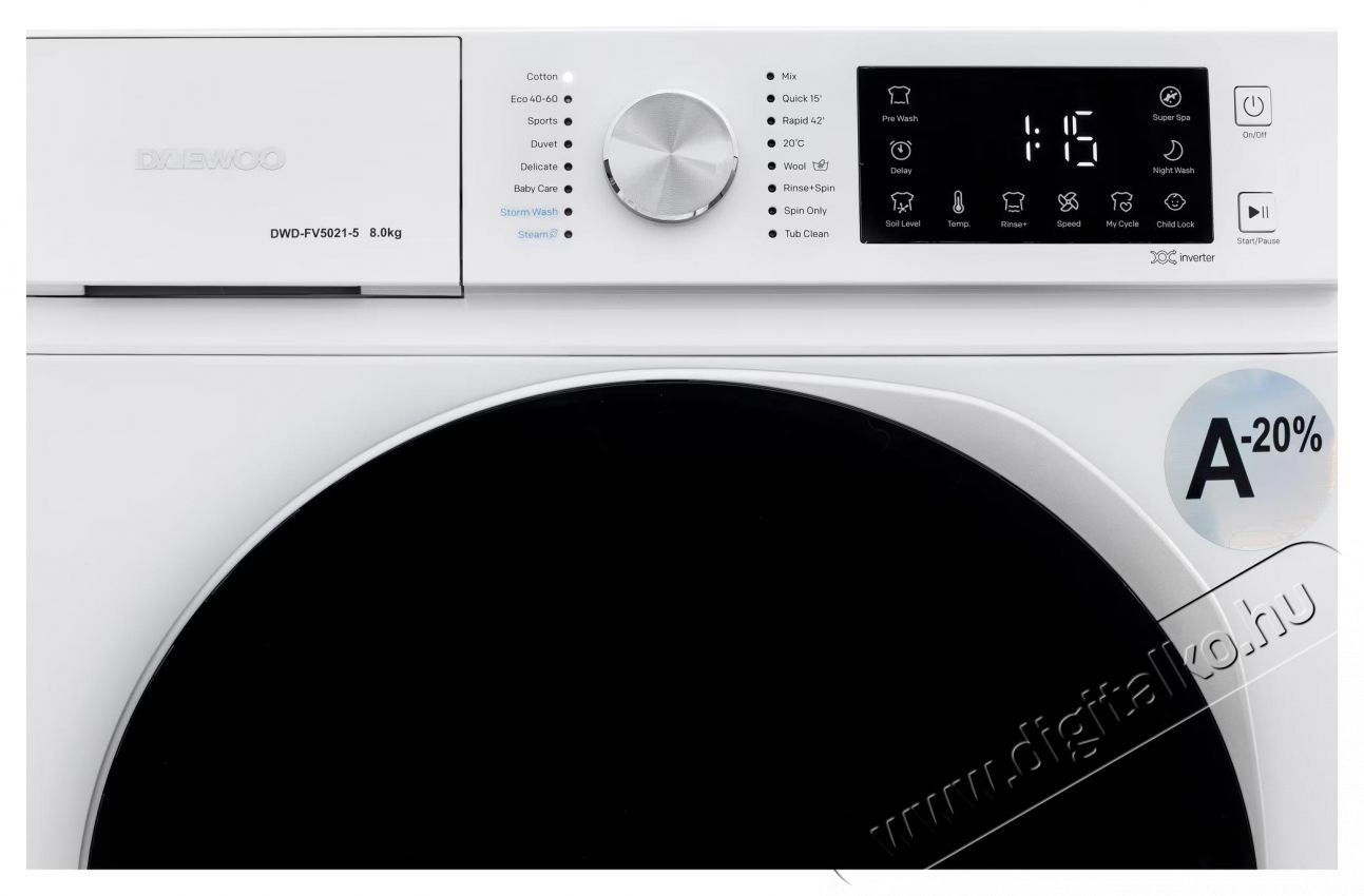Daewoo DWD-FV5021-5 mos&oacute;g&eacute;p H&aacute;ztart&aacute;s / Otthon / K&uuml;lt&eacute;r - Mos&oacute;g&eacute;p / sz&aacute;r&iacute;t&oacute;g&eacute;p - El&ouml;lt&ouml;ltős norm&aacute;l (60cm-ig) mos&oacute;g&eacute;p - 535117
