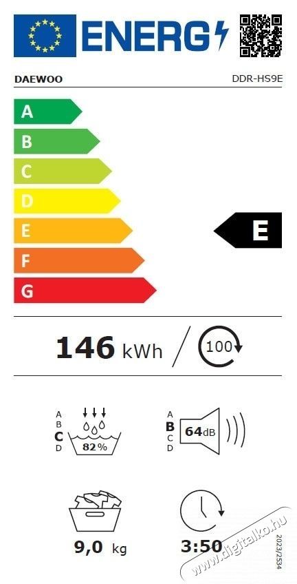 Daewoo sz&aacute;r&iacute;t&oacute;g&eacute;p, 9 kg, Hőszivatty&uacute;, &Eacute;rintővez&eacute;rl&eacute;s, Fekete panel sz&iacute;nes ikonokkal, Fekete dupla ajt&oacute; kr&oacute;mgyűrűvel, E energiaoszt&aacute;ly, Feh&eacute;r H&aacute;ztart&aacute;s / Otthon / K&uuml;lt&eacute;r - Mos&oacute;g&eacute;p / sz&aacute;r&iacute;t&oacute;g&eacute;p - Sz&aacute;r&iacute;t&oacute;g&eacute;p - 536359