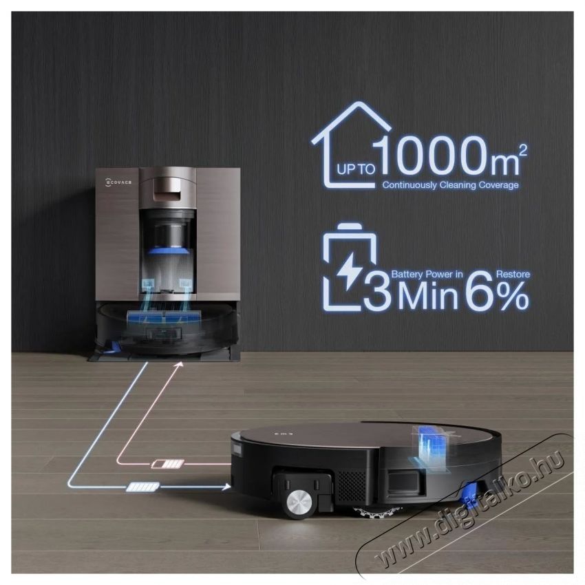 DEEBOT X11 OmniCyclone Ecovacs robotporsz&iacute;v&oacute;, 19500Pa, 110 ml v&iacute;ztart&aacute;ly kapacit&aacute;s, 220 ml porzs&aacute;k kapacit&aacute;s, alkalmaz&aacute;s vez&eacute;rl&eacute;s, 6400mAh Li-Ion akkumul&aacute;tor, fekete H&aacute;ztart&aacute;s / Otthon / K&uuml;lt&eacute;r - Porsz&iacute;v&oacute; / takar&iacute;t&oacute;g&eacute;p - Robotporsz&iacute;v&oacute; - 536362