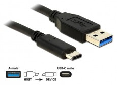 Delock 83869 USB 10 Gbps (USB 3.1 Gen 2) A típusú csatlakozódugó > USB Type-C 0,5m fekete kábel Iroda és számítástechnika - Számítógép tartozék - USB kábel - 387825