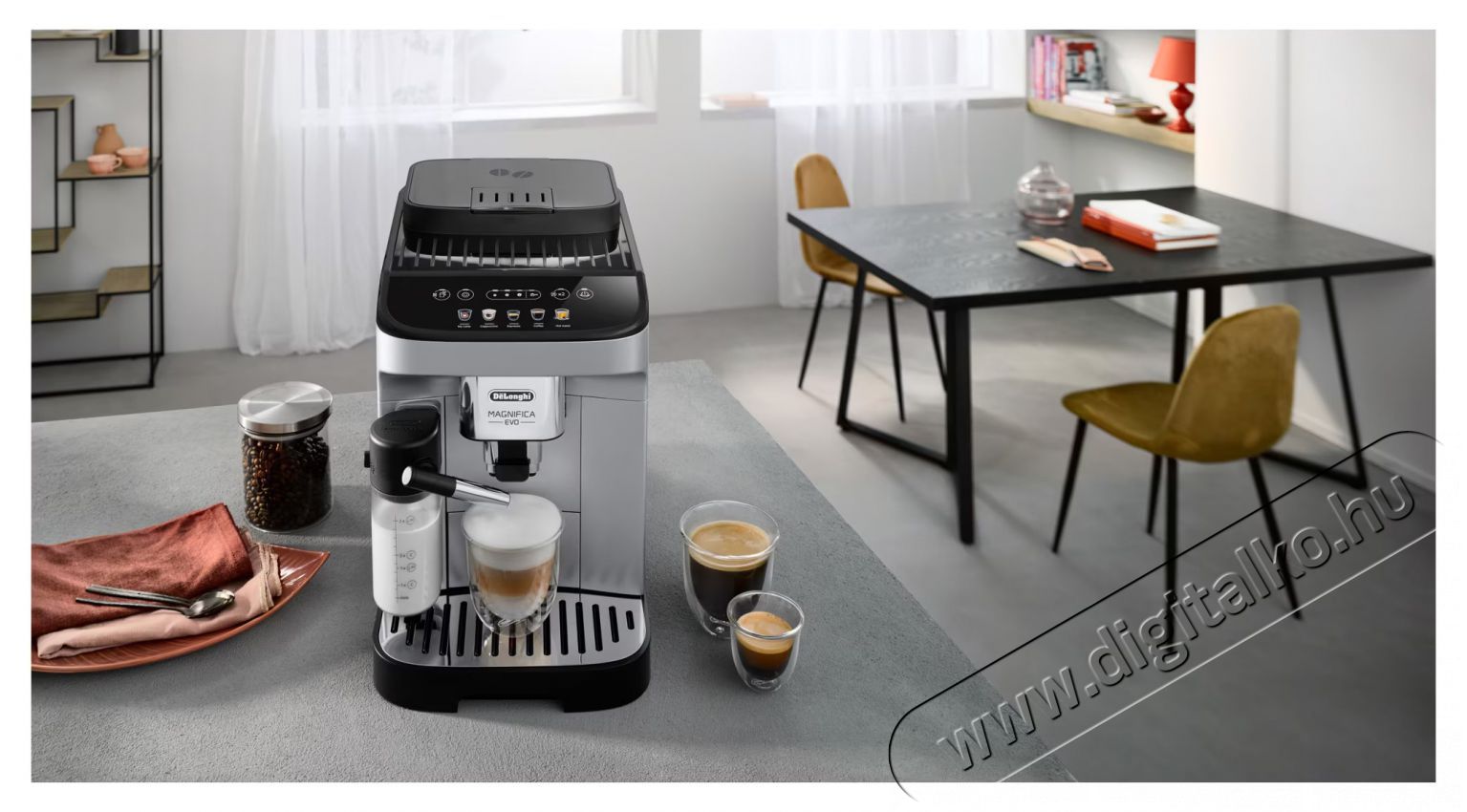 Delonghi Magnifica Evo ECAM 290.61.SB Automata eszpressz&oacute; k&aacute;v&eacute;főző, 1450W, 1.8l, 15bar, Tejtart&aacute;ly, LatteCrema rendszer, 13 fokozat&uacute; dar&aacute;l&oacute;, Fekete/Ez&uuml;st Konyhai term&eacute;kek - K&aacute;v&eacute;főző / k&aacute;v&eacute;&ouml;rlő / kieg&eacute;sz&iacute;tő - Automata k&aacute;v&eacute;főző - 495708