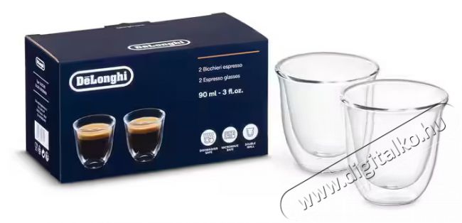 Delonghi DLSC310 2db Espresso &uuml;vegpoh&aacute;r (90ml) Konyhai term&eacute;kek - K&aacute;v&eacute;főző / k&aacute;v&eacute;&ouml;rlő / kieg&eacute;sz&iacute;tő - K&aacute;v&eacute;s poh&aacute;r / cs&eacute;sze - 500998