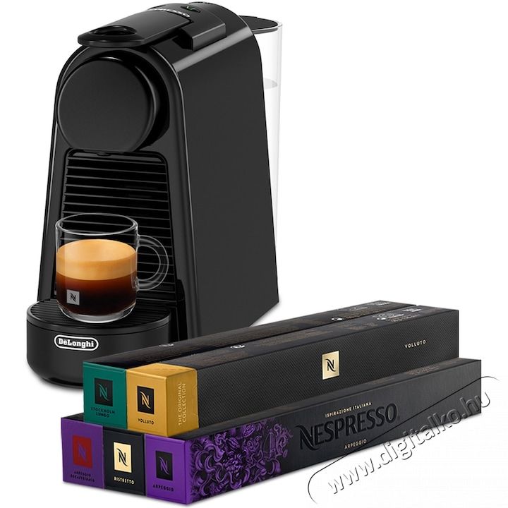 Nespresso EN85.B Essenza Mini de la DeLonghi csomag, Fekete + 50db Nespresso kávékapszula